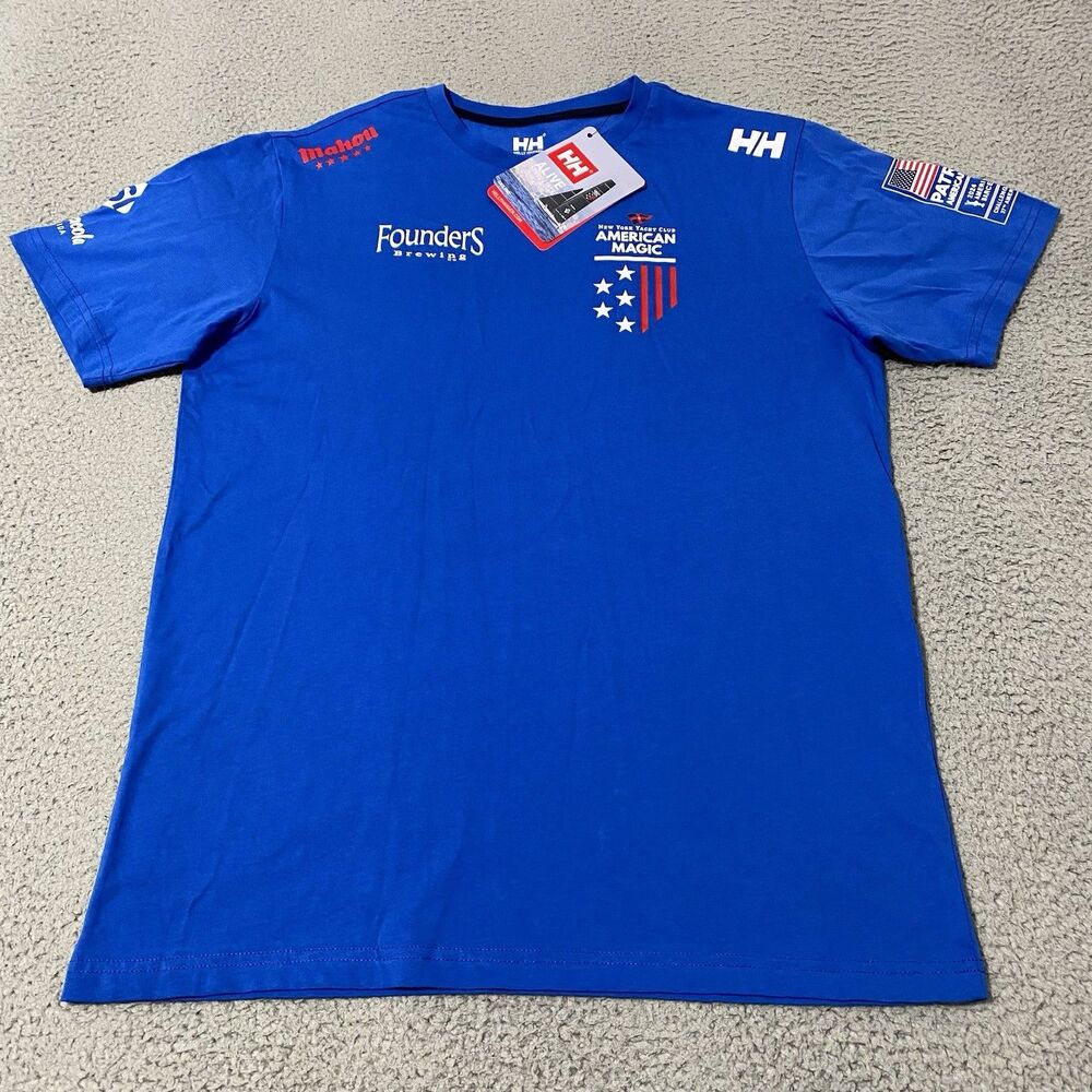 New York Yacht Club American Magic Shirt Helly Hansen Mens Medium Blue Flag NEW